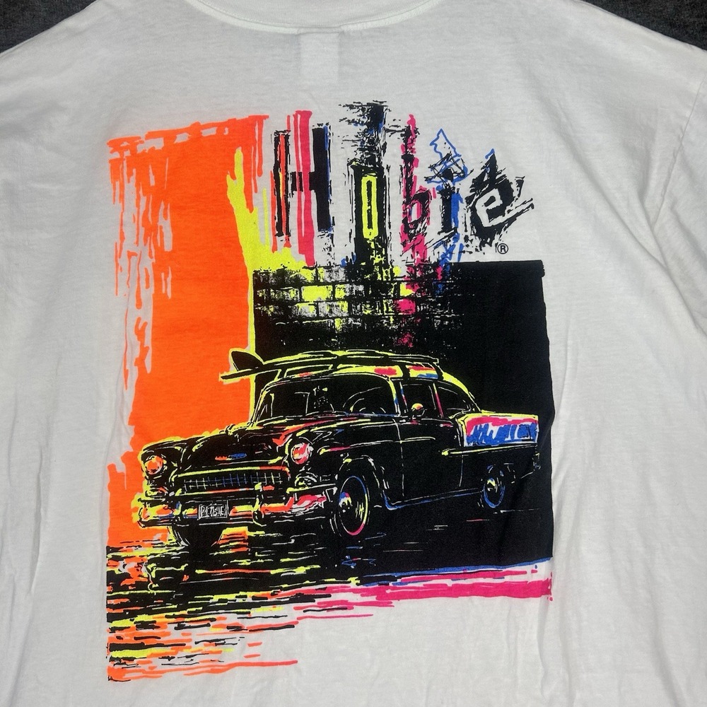 Vintage Hobie T-Shirt 1X Big & Tall White Single Stitch Car Surf Graphic Tee - Picture 12 of 15